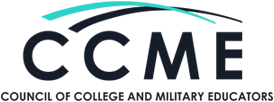 type in black CCME council of college and military educators CCME Logo