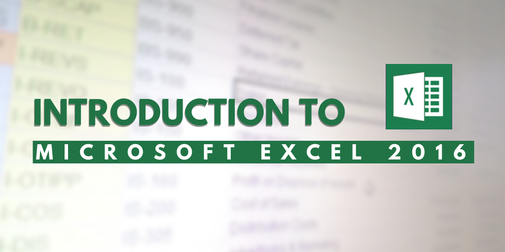 Intro to Microsoft Excel 2016 (2)