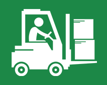 Forklift driver icon green background