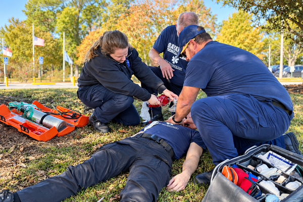 Students demonstrating a lifesaving technique